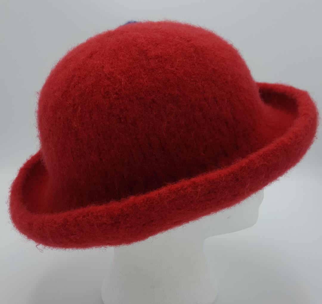 Red Wool Hat with Flower | Lompoc Valley Art Association
